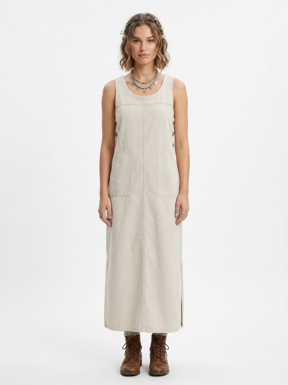 Y2K Denim Maxi Dress 90’s Minimalist Utility Bratz Cottagecore Prairie Boho